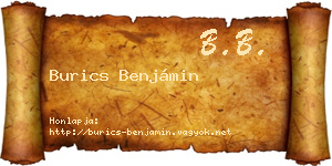 Burics Benjámin névjegykártya